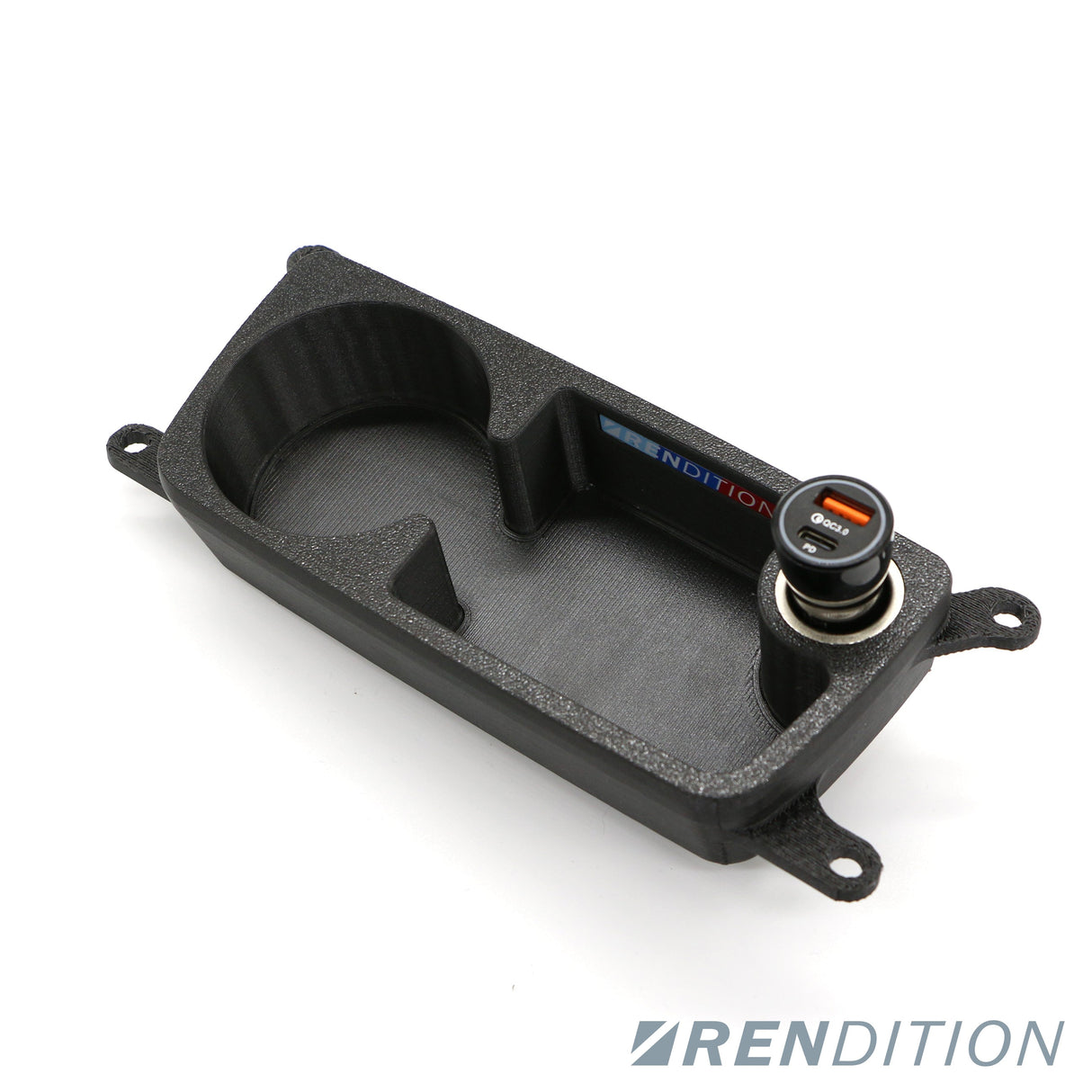 BMW E9X FRONT CUPHOLDER + 12V SOCKET - K2 Industries