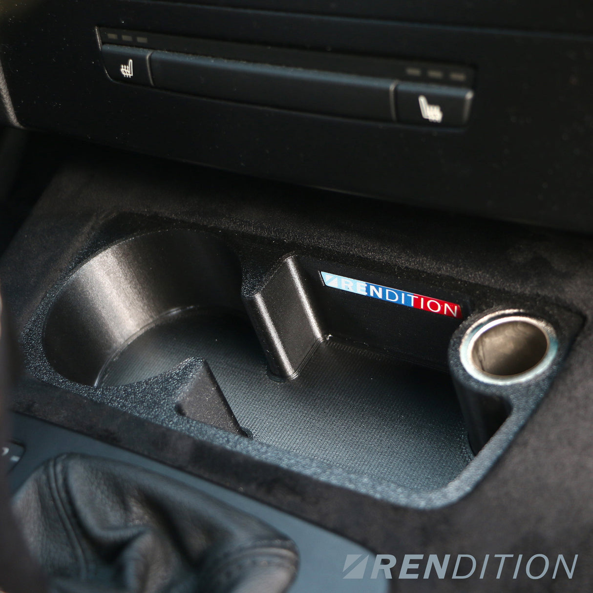 BMW E9X FRONT CUPHOLDER + 12V SOCKET - K2 Industries