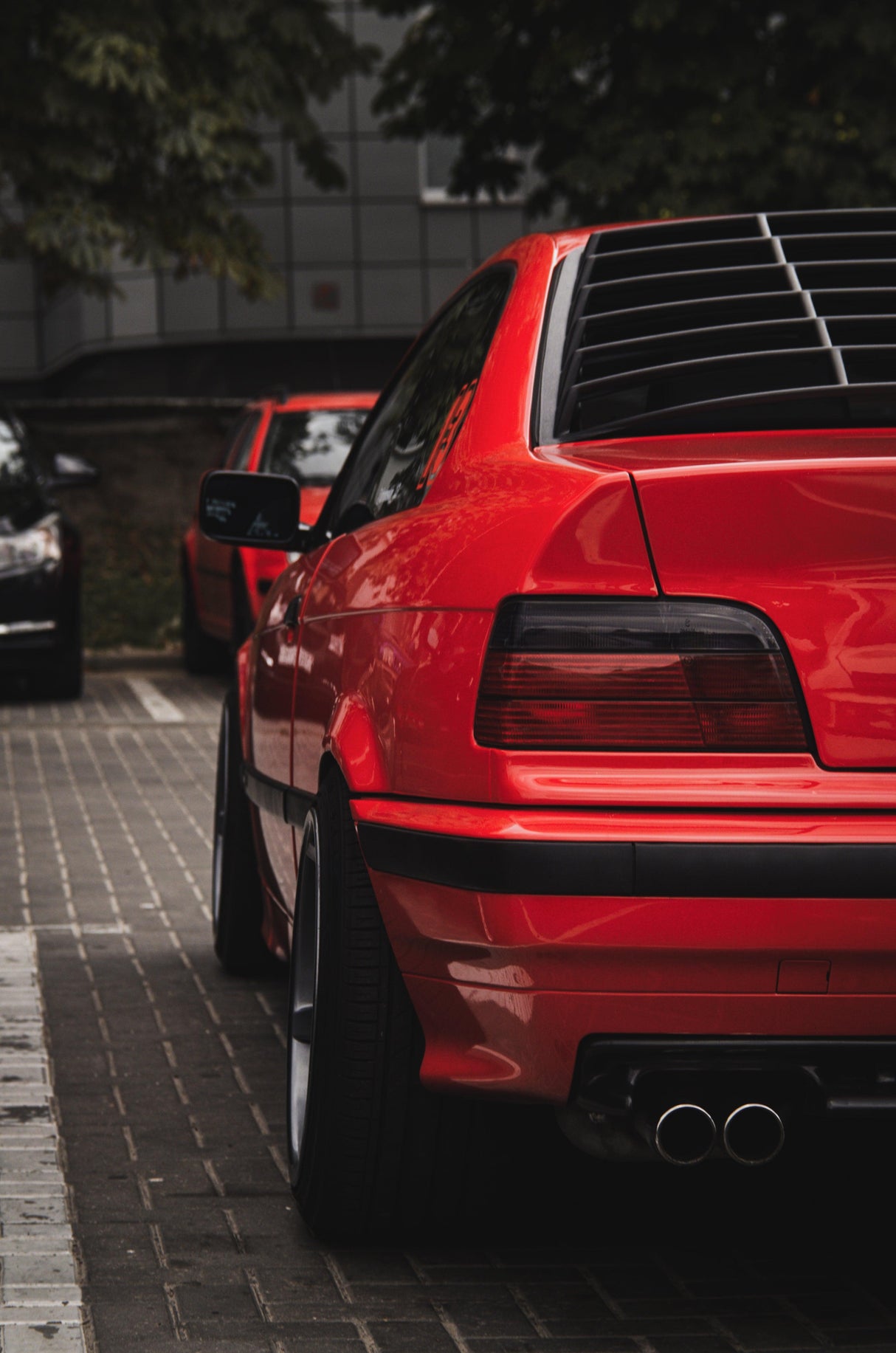 BMW E36 Coupe Series 3 Black Back Windshield Louvers (1992 - 1999) - K2 Industries