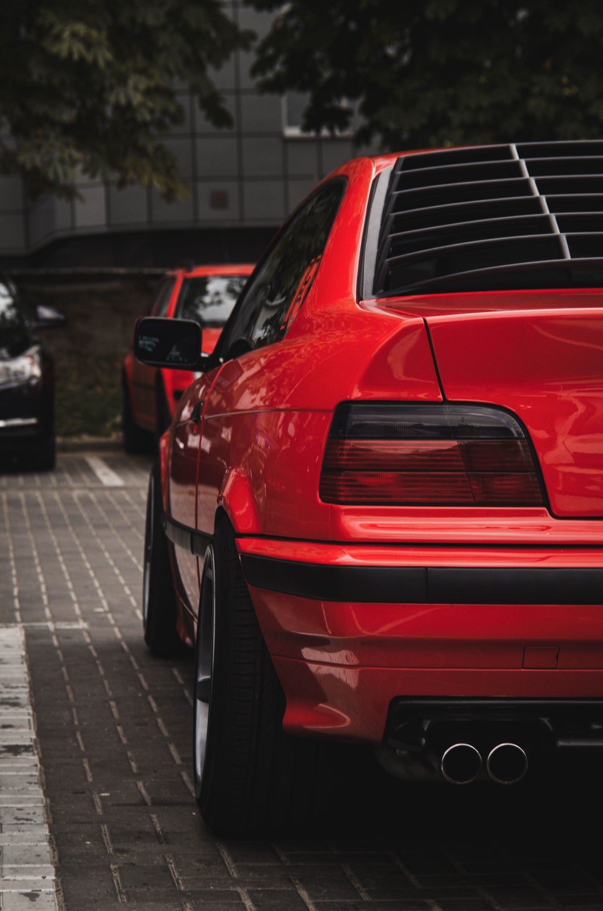 BMW E36 Coupe Series 3 Black Back Windshield Louvers (1992 - 1999) - K2 Industries