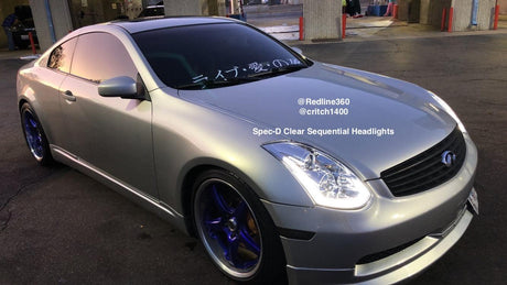 Infiniti G35 Coupe Projector Headlights with Sequential Signal - Black / Chrome / Smoked (2003 - 2007) - K2 Industries