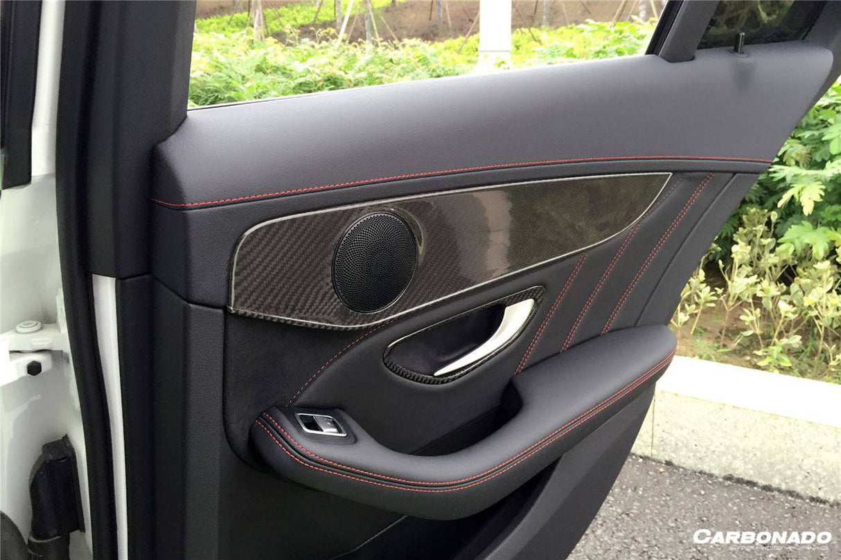 2015-2021 Mercedes Benz W205 C Class GLC X253 Carbon Fiber Interior Door Handle Cover Trim