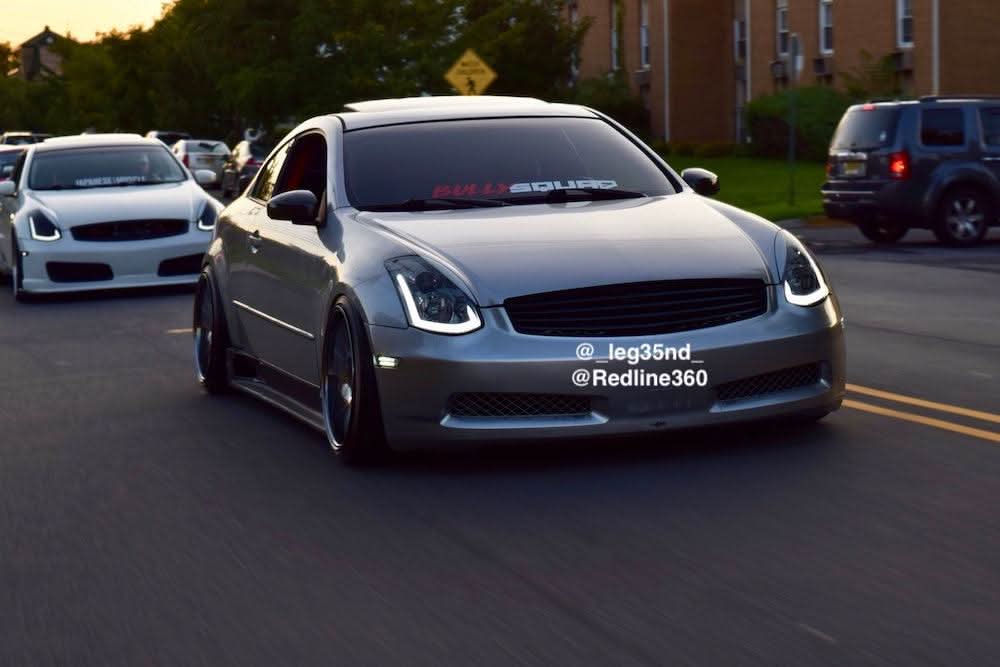 Infiniti G35 Coupe Projector Headlights with Sequential Signal - Black / Chrome / Smoked (2003 - 2007) - K2 Industries