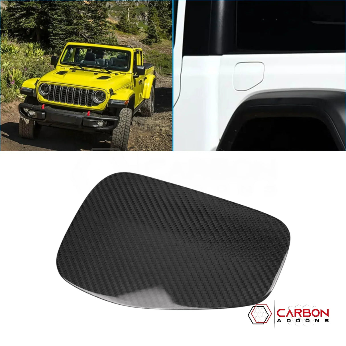 2018+ Jeep Wrangler JL / 2020+ Gladiator JT Real Carbon Fiber Fuel Door Gas Cap Cover | Glossy or Matte