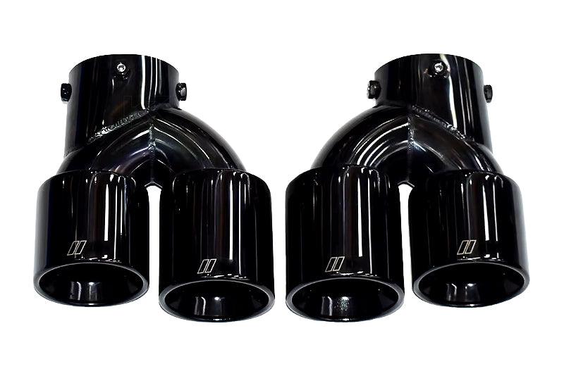 BMW 2/3/4 Series G42 G20/G21 G23 Black Stainless Steel Dual Muffler Tip (2019+) - K2 Industries