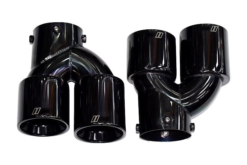 BMW 2/3/4 Series G42 G20/G21 G23 Black Stainless Steel Dual Muffler Tip (2019+) - K2 Industries