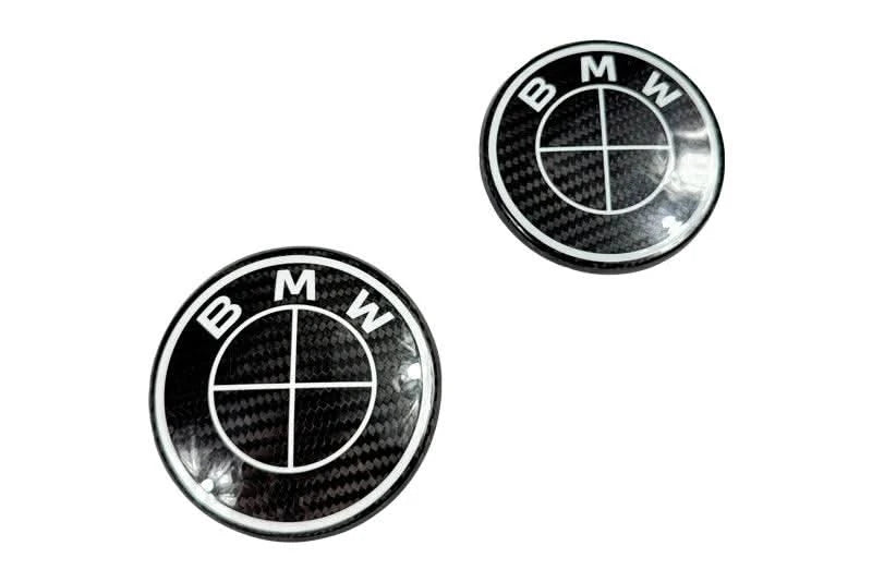BMW Roundel Emblem Covers - Full Carbon Fiber Black and White Style V2