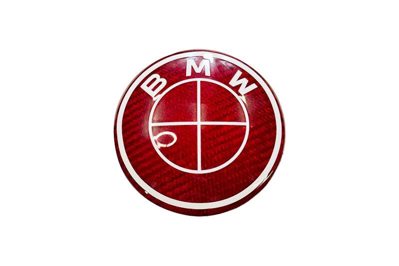BMW Roundel Emblem Covers - Full Carbon Fiber Red and White Style