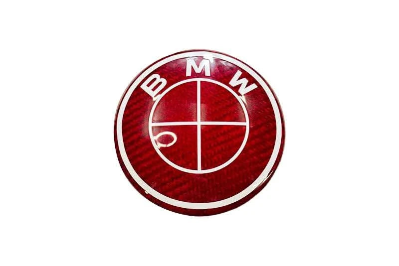 BMW Roundel Emblem Covers - Full Carbon Fiber Red and White Style