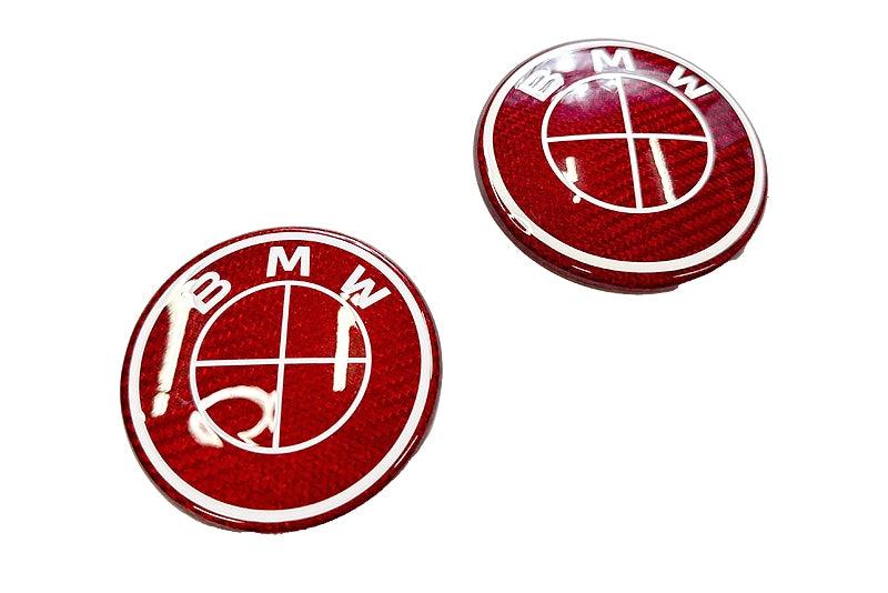 BMW Roundel Emblem Covers - Full Carbon Fiber Red and White Style