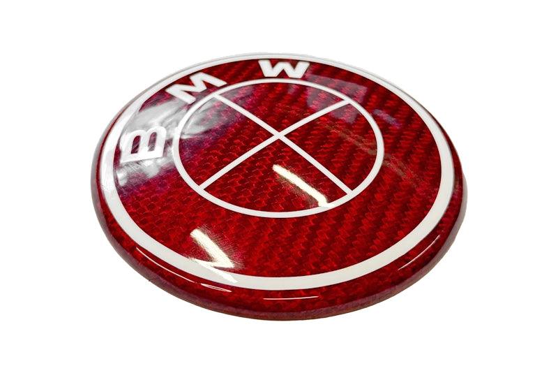 BMW Roundel Emblem Covers - Full Carbon Fiber Red and White Style