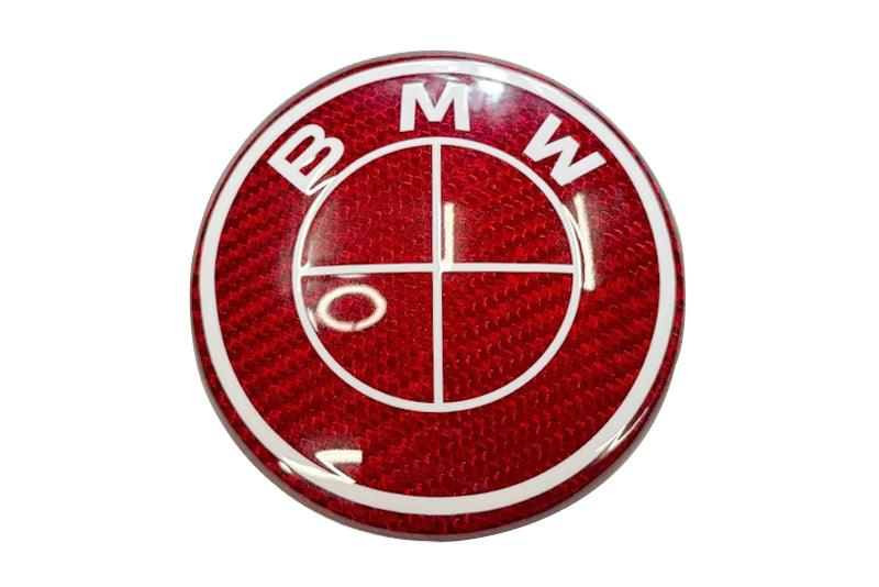 BMW Roundel Emblem Covers - Full Carbon Fiber Red and White Style