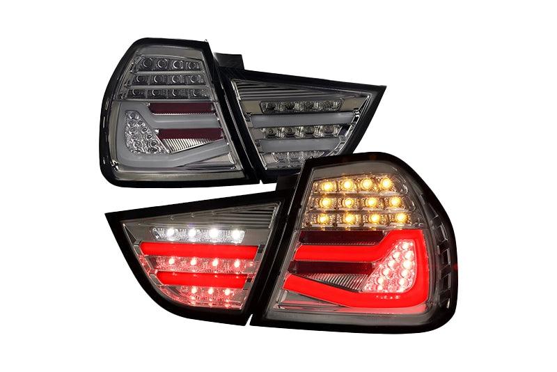 LED Tail Lights BMW 325i 328i 330i 335i E90 Sedan (09-11) Sequential Signal Red / Chrome / Black - K2 Industries