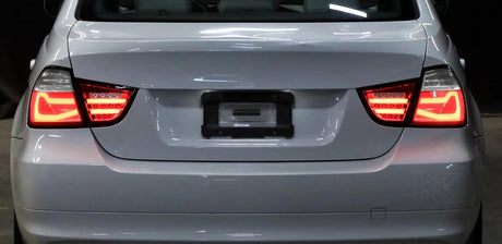 LED Tail Lights BMW 325i 328i 330i 335i E90 Sedan (09-11) Sequential Signal Red / Chrome / Black - K2 Industries