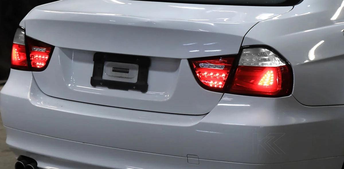 LED Tail Lights BMW 325i 328i 330i 335i E90 Sedan (09-11) Sequential Signal Red / Chrome / Black - K2 Industries