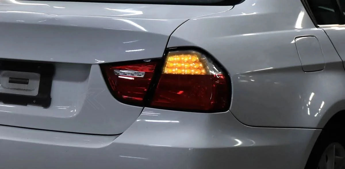 LED Tail Lights BMW 325i 328i 330i 335i E90 Sedan (09-11) Sequential Signal Red / Chrome / Black - K2 Industries