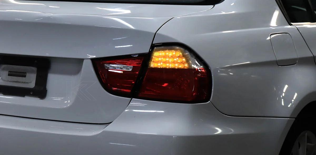LED Tail Lights BMW 325i 328i 330i 335i E90 Sedan (09-11) Sequential Signal Red / Chrome / Black - K2 Industries