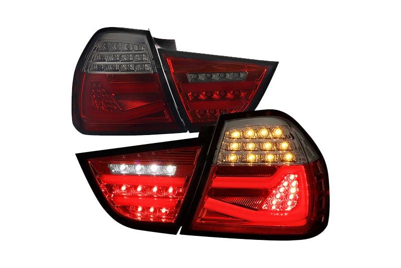 LED Tail Lights BMW 325i 328i 330i 335i E90 Sedan (09-11) Sequential Signal Red / Chrome / Black - K2 Industries