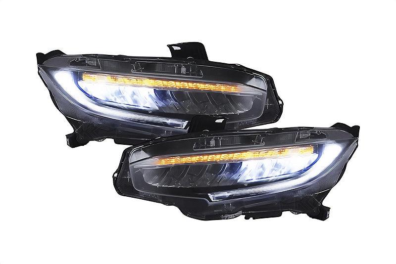 Honda Civic 10th Gen (FC/FK) Chrome LED Reflection Bowl Headlights (2016-2021)