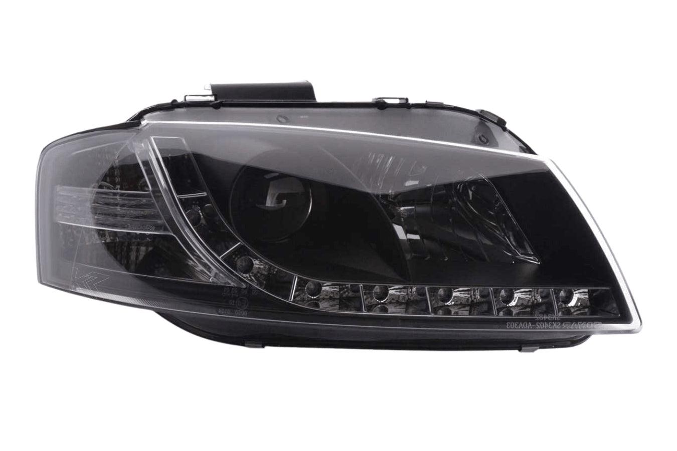 Audi A3 (8P 8PA) Black LED Headlights with Daytime Running Lights (2003-2007)