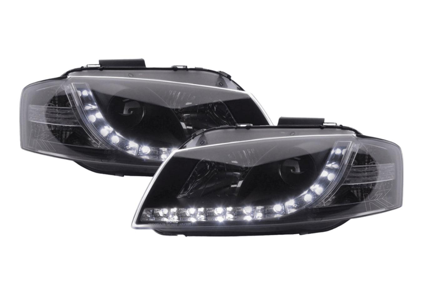 Audi A3 (8P 8PA) Black LED Headlights with Daytime Running Lights (2003-2007)