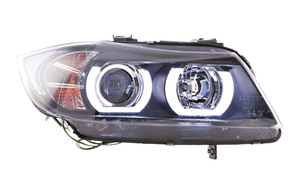 BMW 3-series E90 E91 Black U LED Headlights (2005-2012)