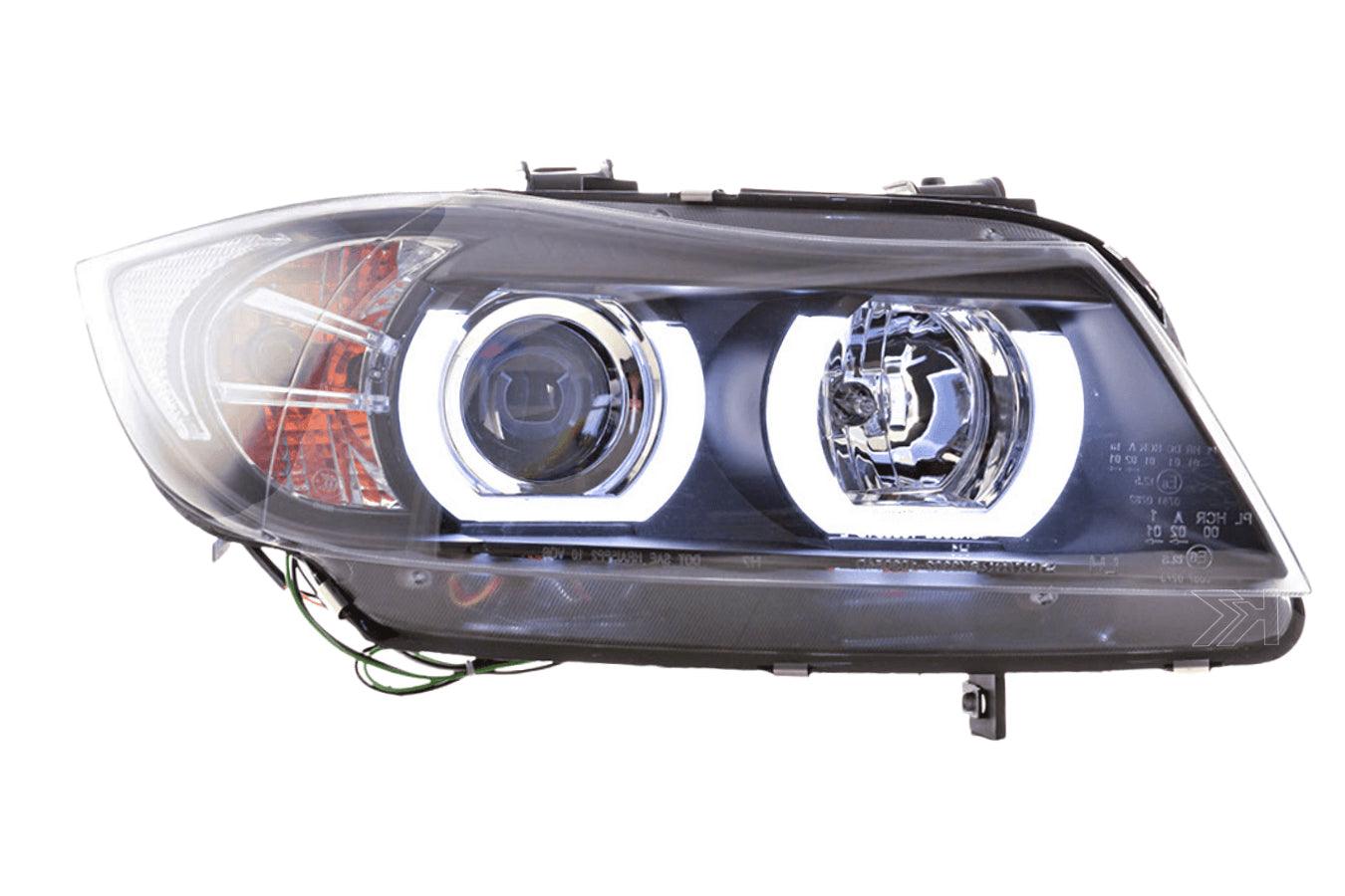 BMW 3-series E90 E91 Black U LED Headlights (2005-2012)