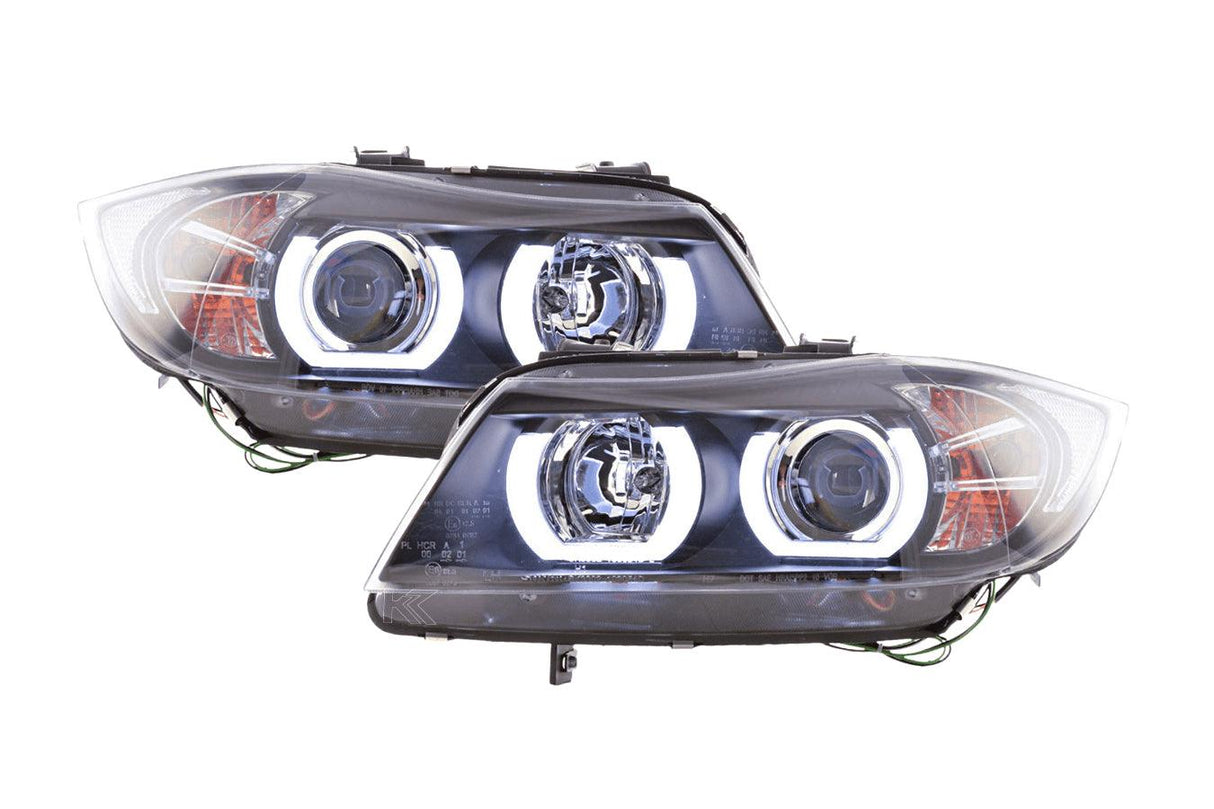 BMW 3-series E90 E91 Black U LED Headlights (2005-2012)