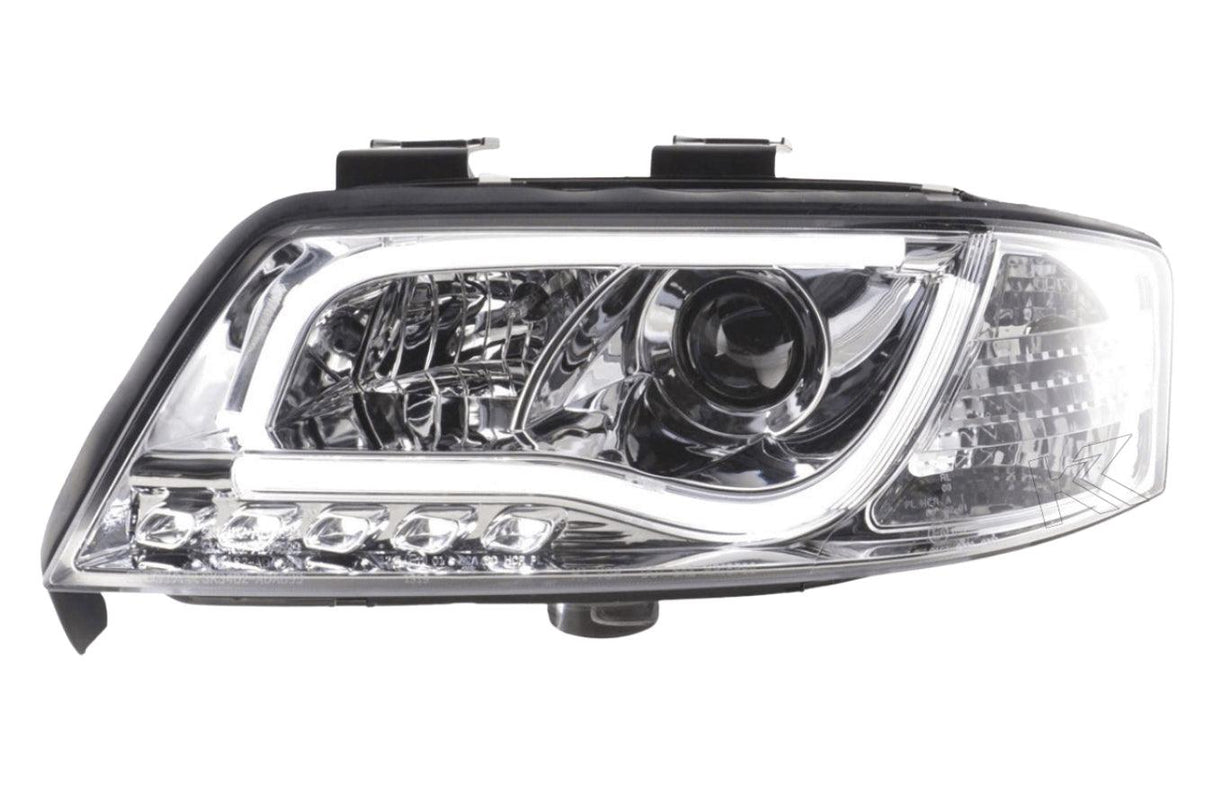 Audi A6 (C5 4B) Chrome LED Headlights with Daytime Running Lights (1997-2001) - With R87 approval