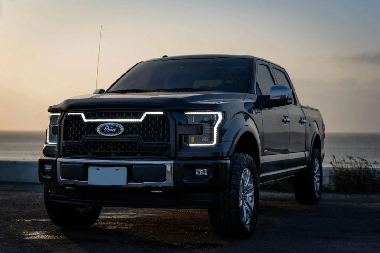 Essential Series Headlight and DRL Grille 2pc Bundle 15-17 Ford F150 OLM Outside Line Motoring