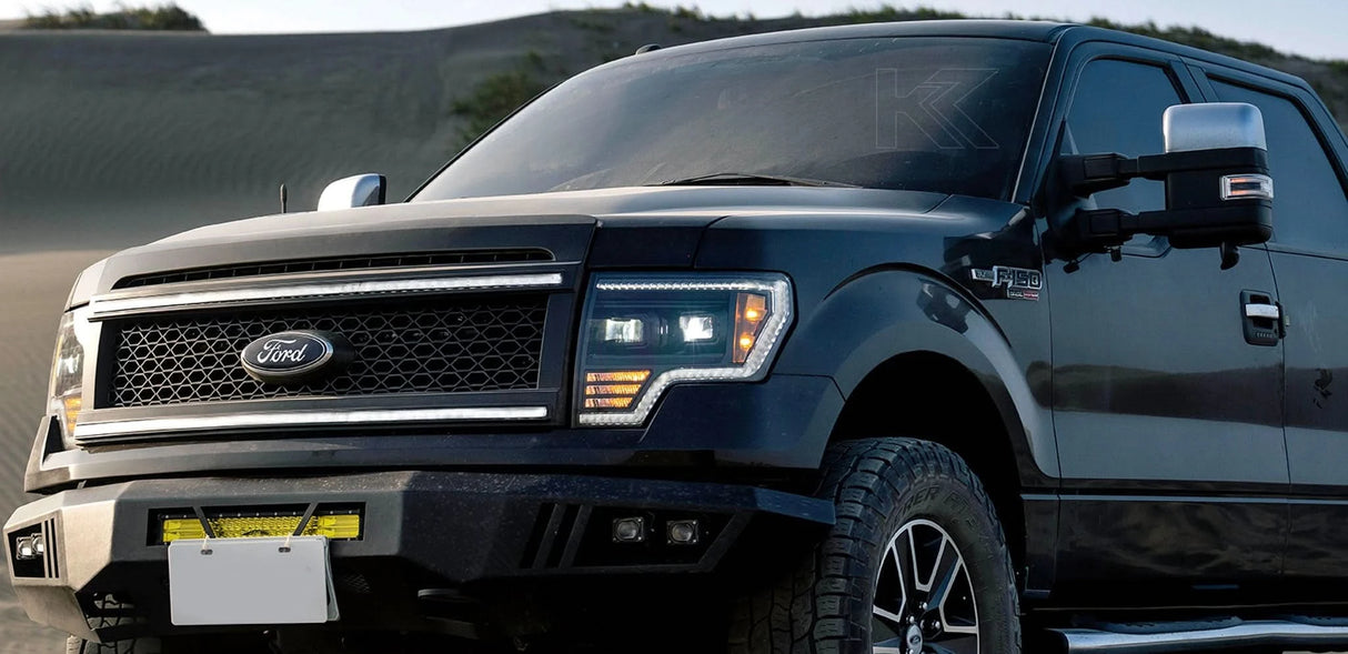 Essential Series Headlight and DRL Grille 2pc Bundle 09-14 Ford F150 OLM Outside Line Motoring