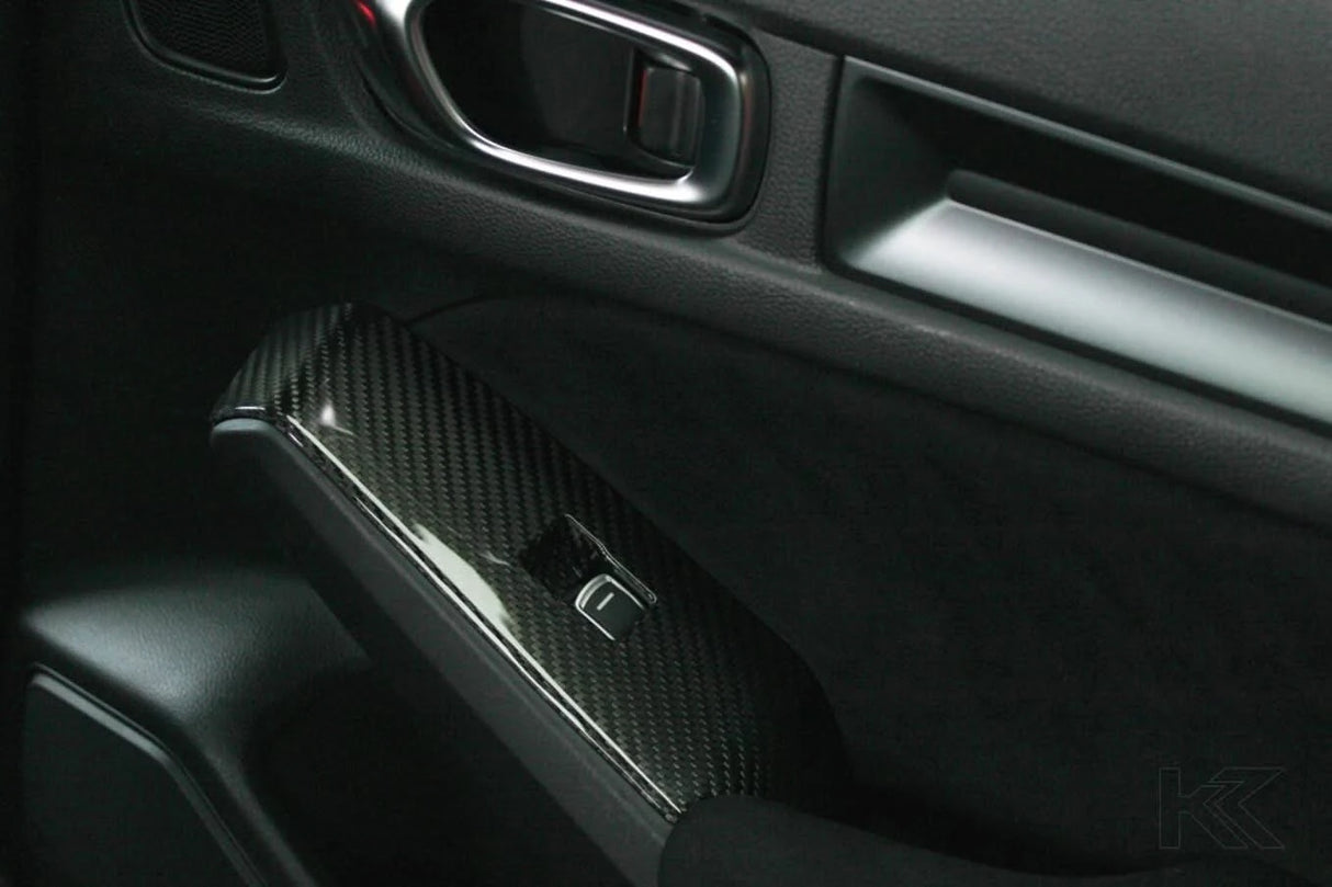 LE Carbon Fiber Window Switch Panel Covers (Set of 4) 22-Present Honda Civic Type R OLM Outside Line Motoring