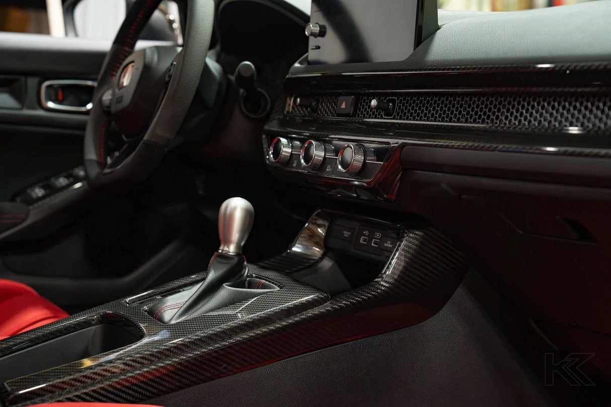 LE Carbon Fiber Shift Panel Side Covers (3pc) 22-Present Honda Civic Type R OLM Outside Line Motoring