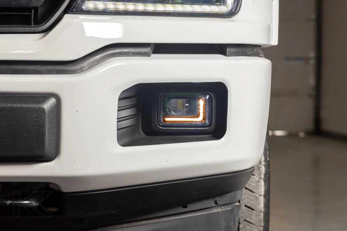 15-20 F150 LED Fog Lights w/ White or Amber DRL + Turn Signals OLM