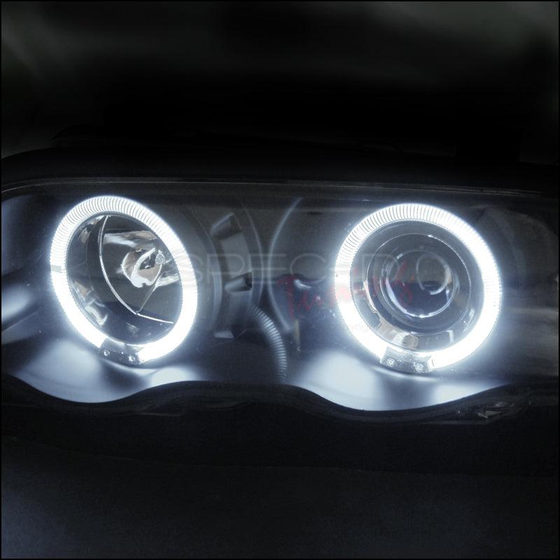Spec-D Projector Headlights BMW 323i 325i 328i 330i E46 Sedan (99-01) Dual Halo LED - Black or Chrome