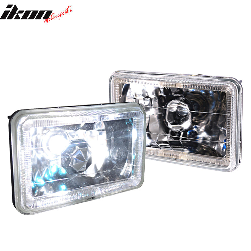 Universal 4X6 Square H4 Diamond Cut Style Clear Lens Headlight