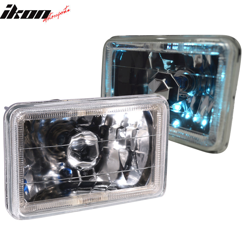 Universal 4X6 Square H4 Diamond Cut Style Clear Lens Headlight