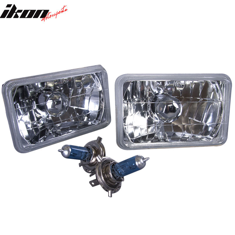 Fits Square Clear Headlights 6X4in H4 Conversion Lamps