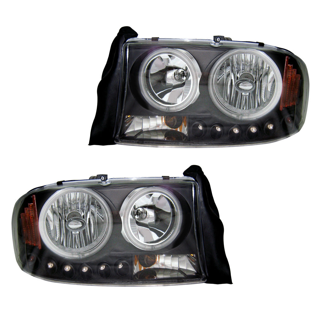 Fits 98-04 Dodge Durango Dakota CCFL Halo Headlights Black