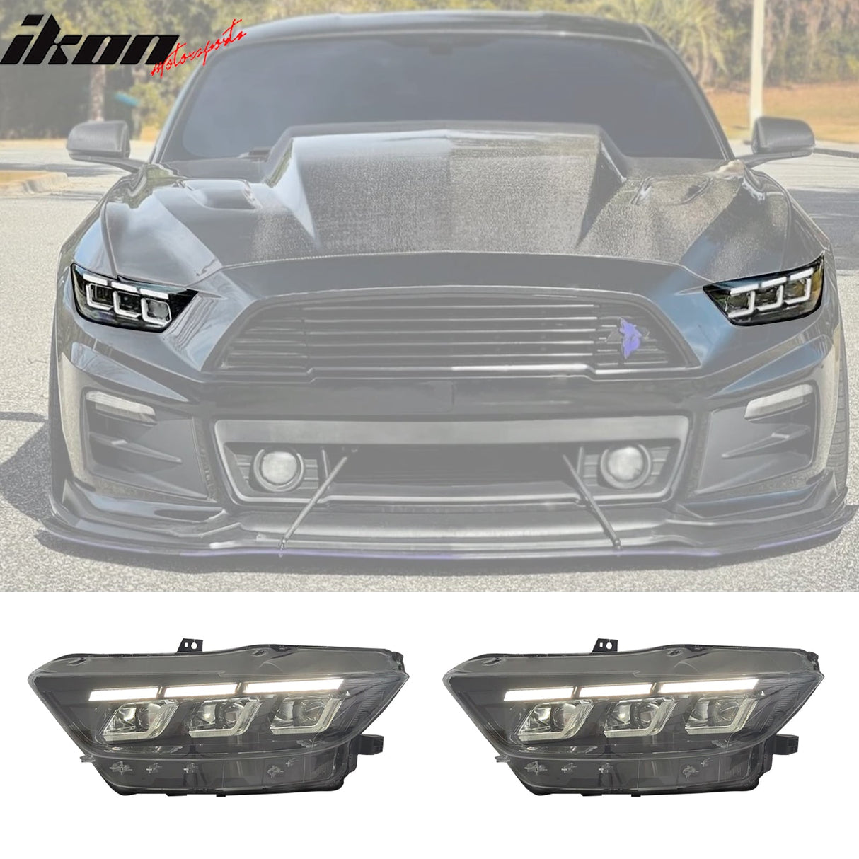 2015-2022 Ford Mustang Shelby 2024 Style Front Bumper Head Lights Lamp