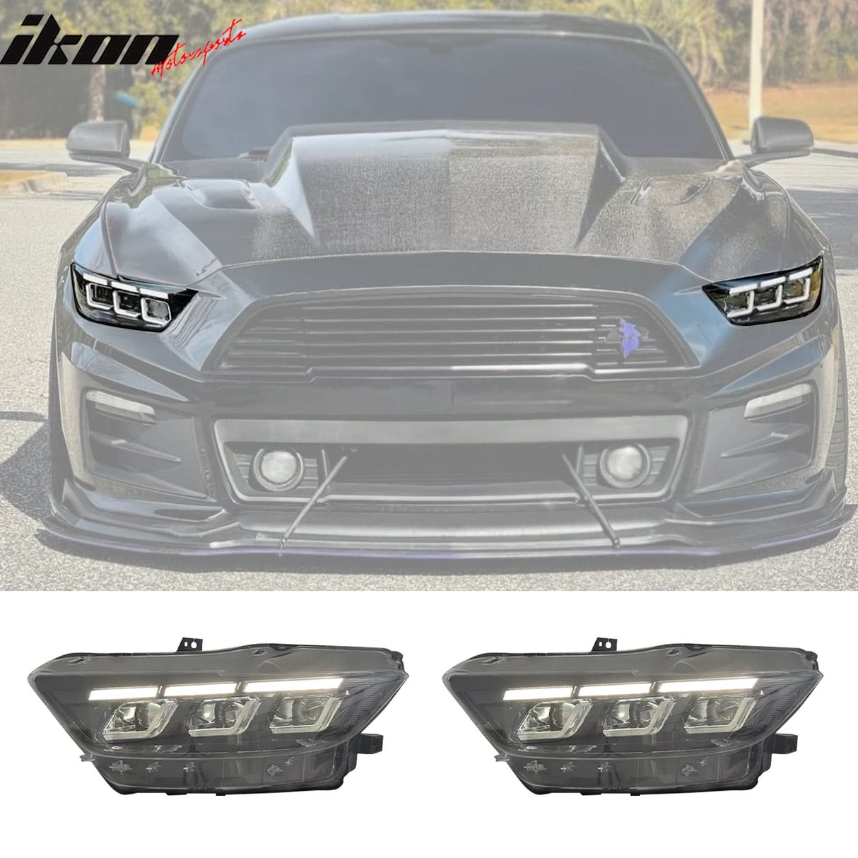 2015-2017 Ford Mustang Front Bumper Cover Led Grille 2024 Headlights