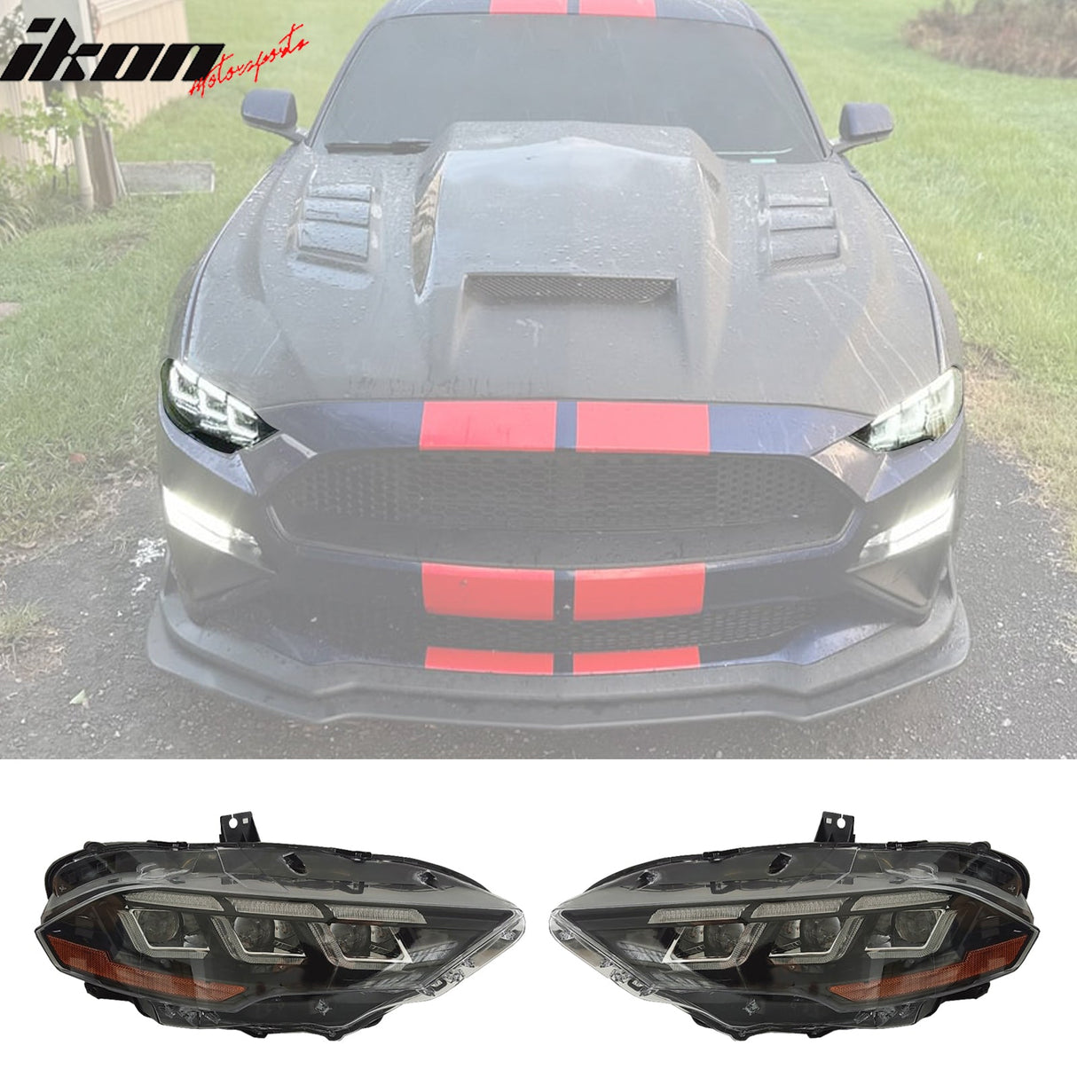 2018-2023 Ford Mustang Mach 1 Front Bumper Cover LED Grille Headlights
