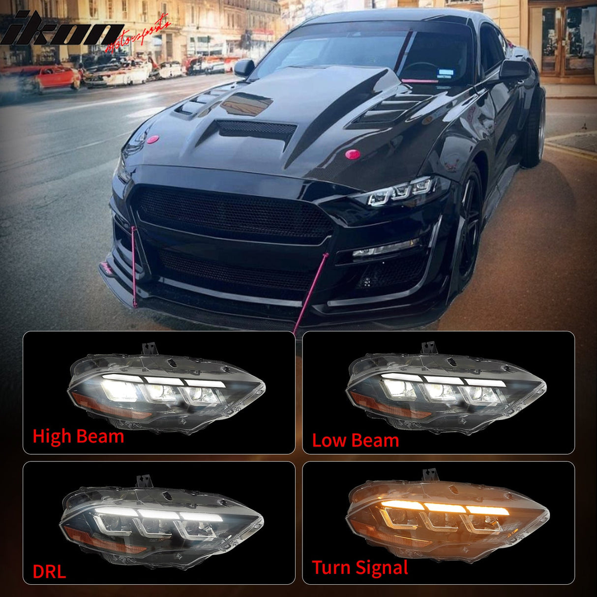 2018-2023 Ford Mustang Mach 1 Front Bumper Cover LED Grille Headlights