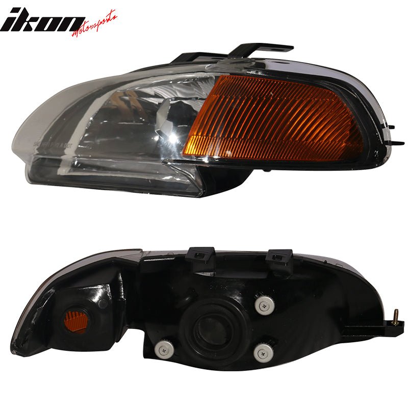 1992-1995 Honda Civic 2Dr 3Dr JDM Style Black Amber Headlights