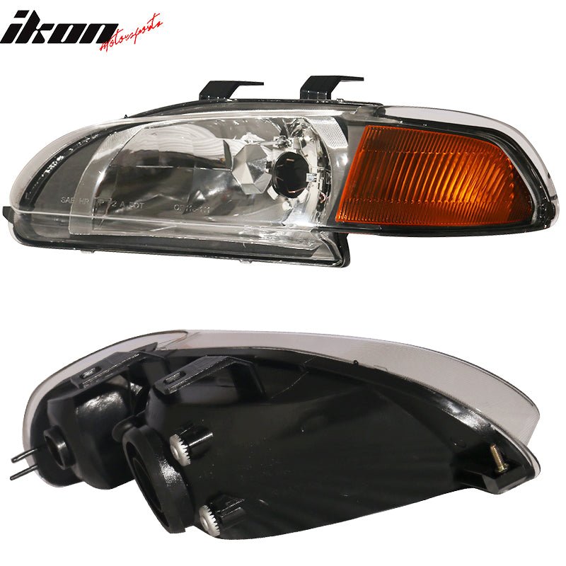 1992-1995 Honda Civic 2Dr 3Dr JDM Style Black Amber Headlights