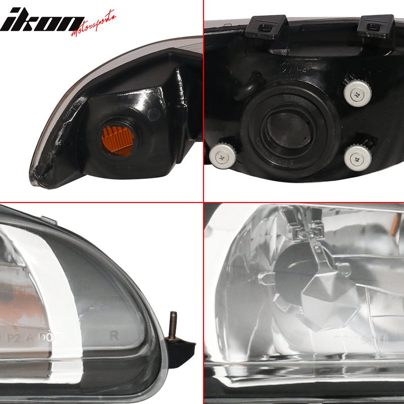 1992-1995 Honda Civic 2Dr 3Dr JDM Style Black Amber Headlights