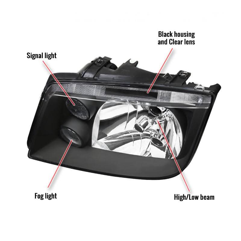 Spec-D Headlights VW Jetta MK4 (99-04) OEM Replacement Black / Smoke / Chrome
