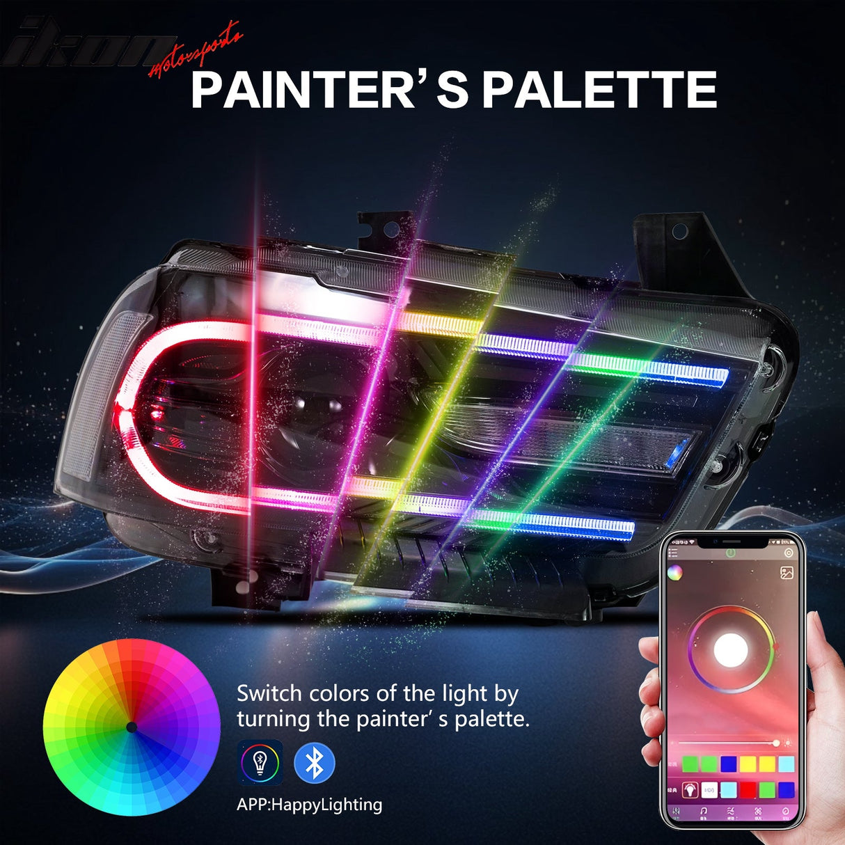 2011-2014 Dodge Charger DRL LED Headlights Lamps with 8 Colors