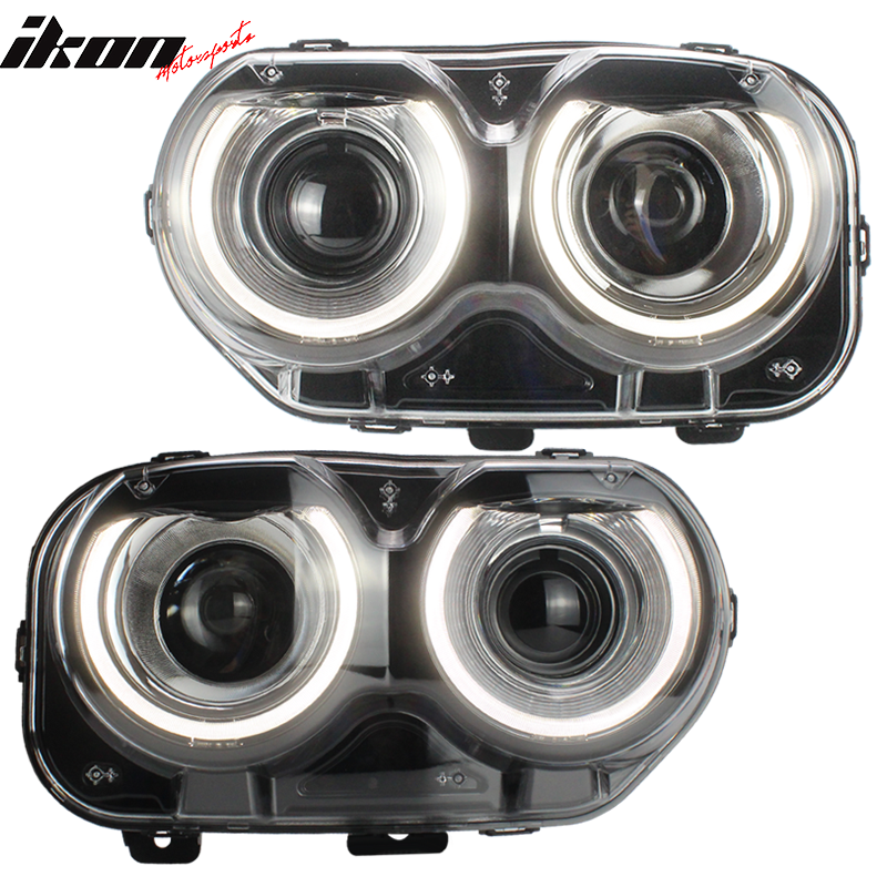 Fits 15-23 Dodge Challenger Sequential LED Halo DRL Headlights