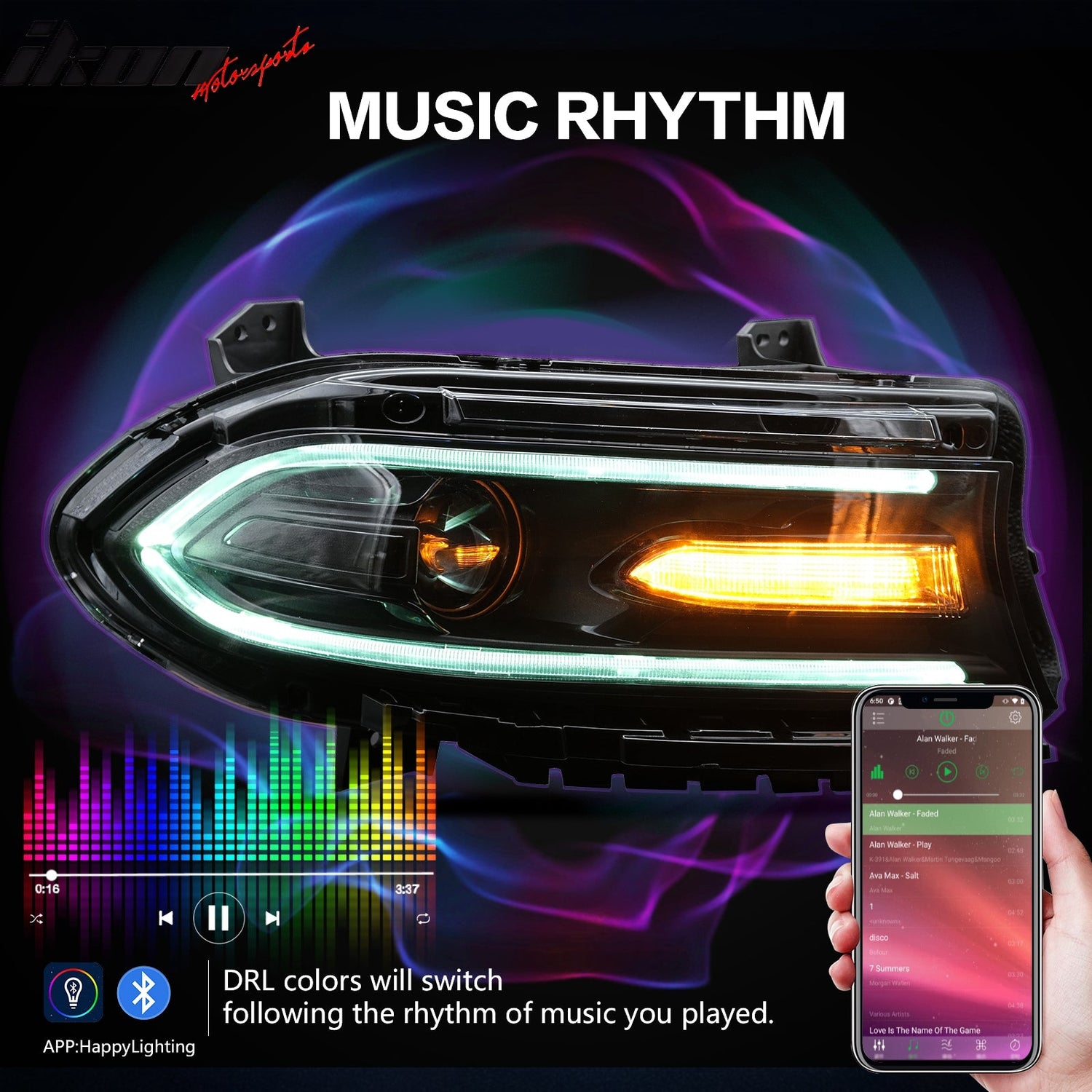 2015-2023 Dodge Charger DRL LED Headlights Left Right Side w/ 7 Colors